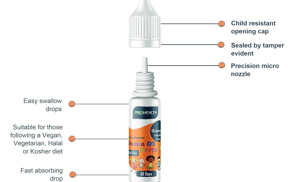 Vitamin D3 400 IU Drops for Babies from Birth Vegan 2 month supply