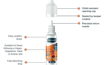 Vitamin D3 400 IU Drops for Babies from Birth Vegan 2 month supply