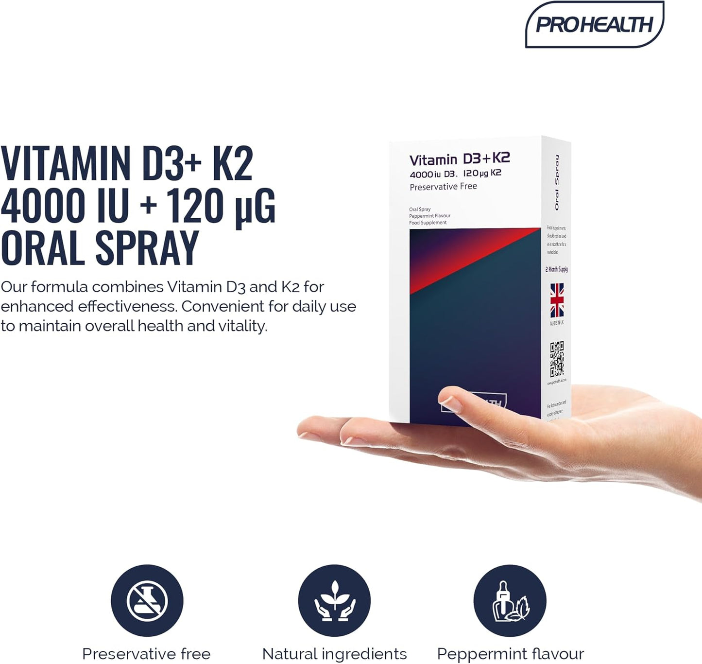 Vitamin D3 + K2 Spray 4,000 IU + 120ug 2 Month Supply