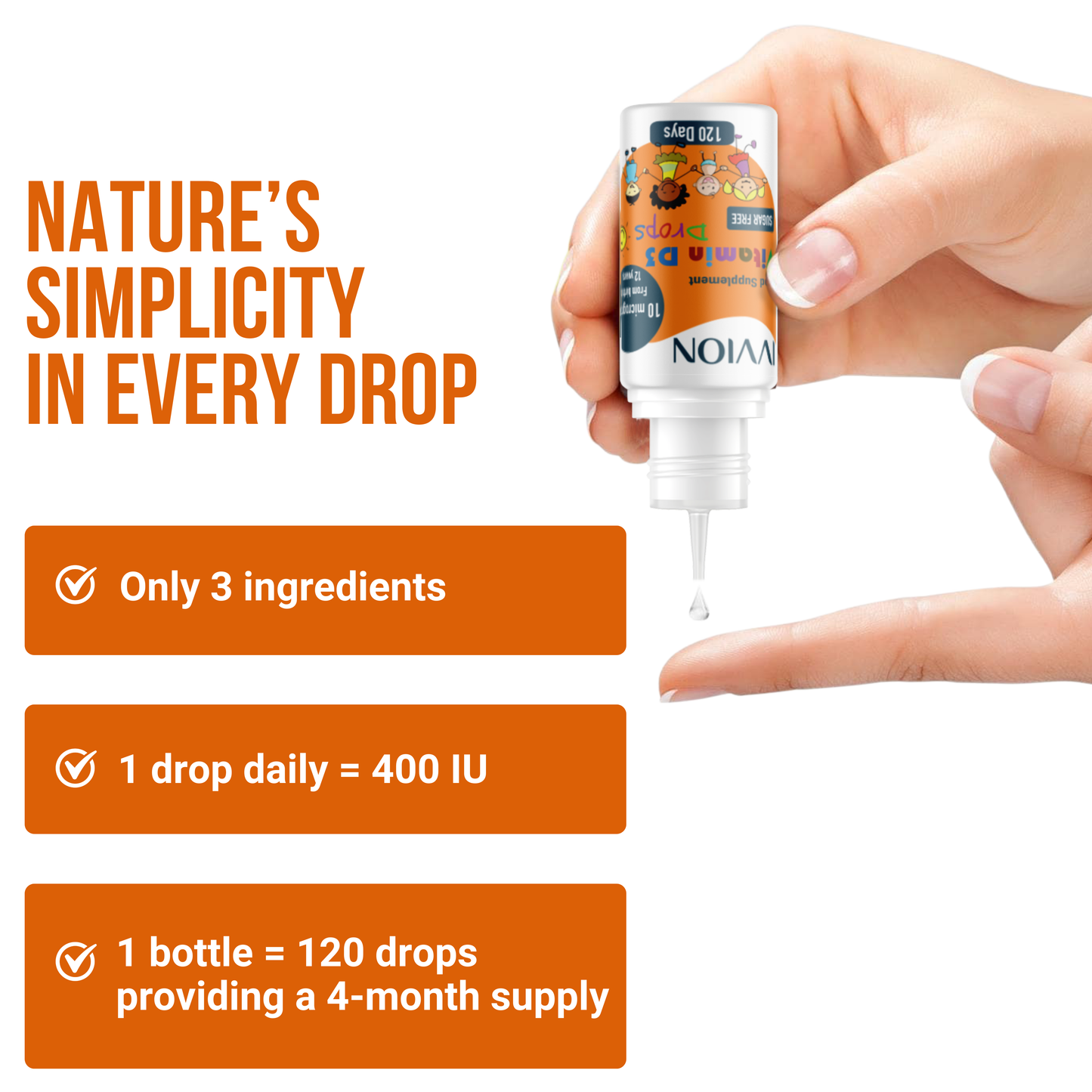 Preservative-Free Vegan Vitamin D3 Drops for Infants & Children - Sugar-Free, All-Natural, NHS Approved (4-Month Supply, 2-Pack)