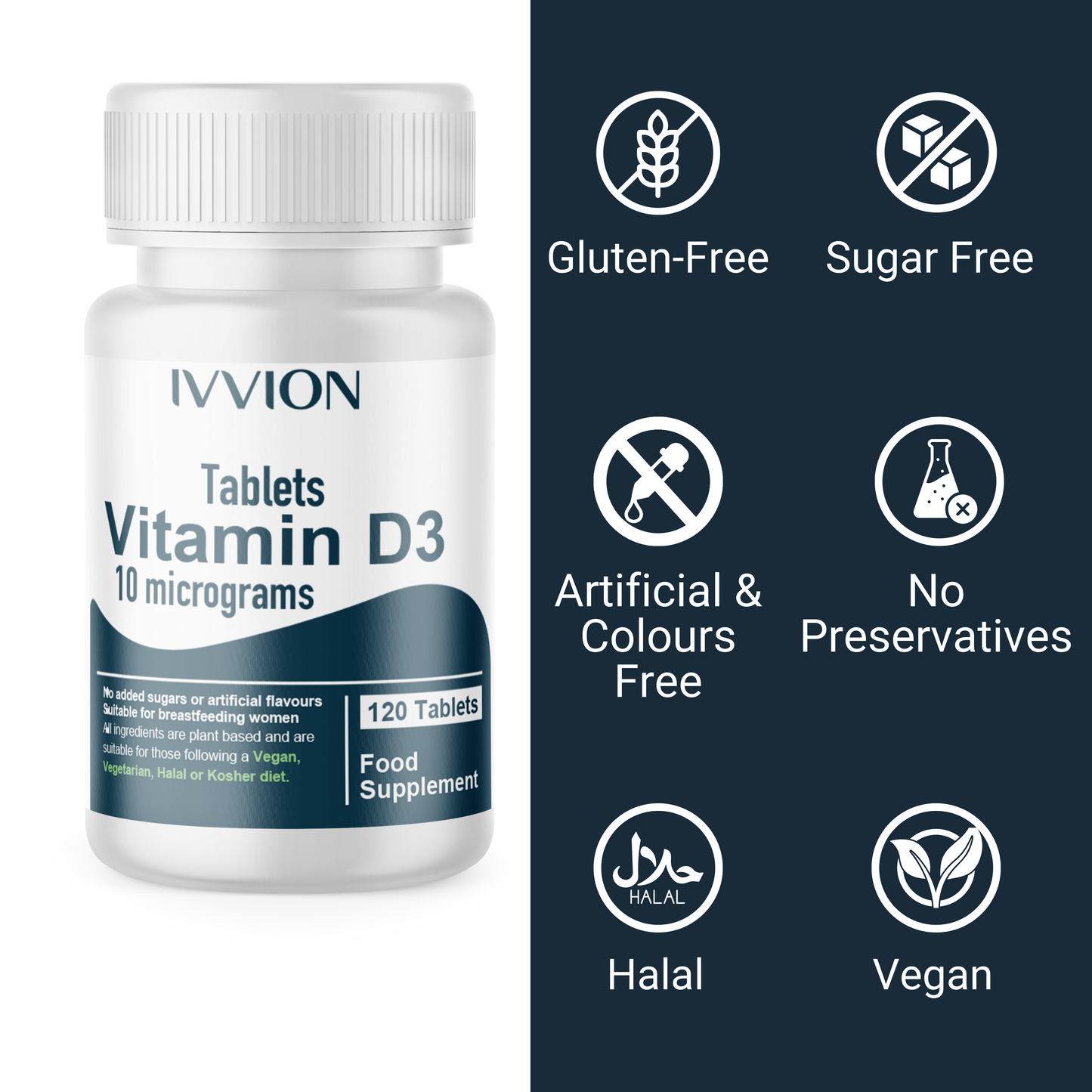 Certified Vegan 400IU, Vitamin D3, 120 Days Tablets for Pregnancy, Nursing, and Seniors - NHS Approved