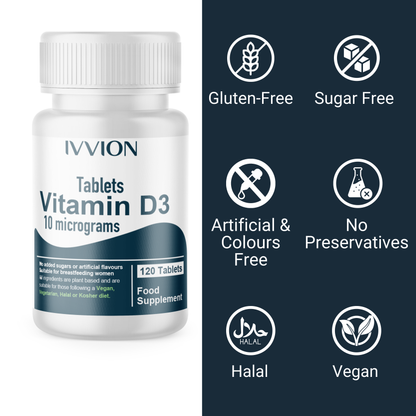 Certified Vegan 400IU, Vitamin D3, 120 Days Tablets for Pregnancy, Nursing, and Seniors - NHS Approved