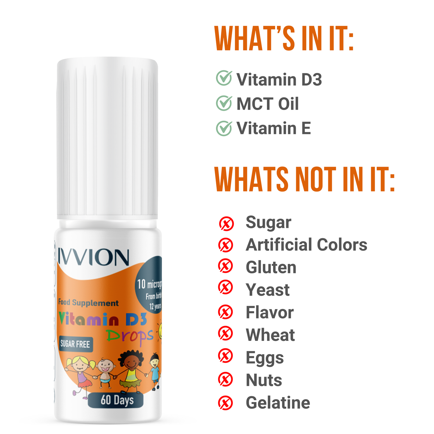 10 UG 3 x 60 Drops - Vegan Vitamin D3 Supplement for Babies and Young Children (Pack of 3)