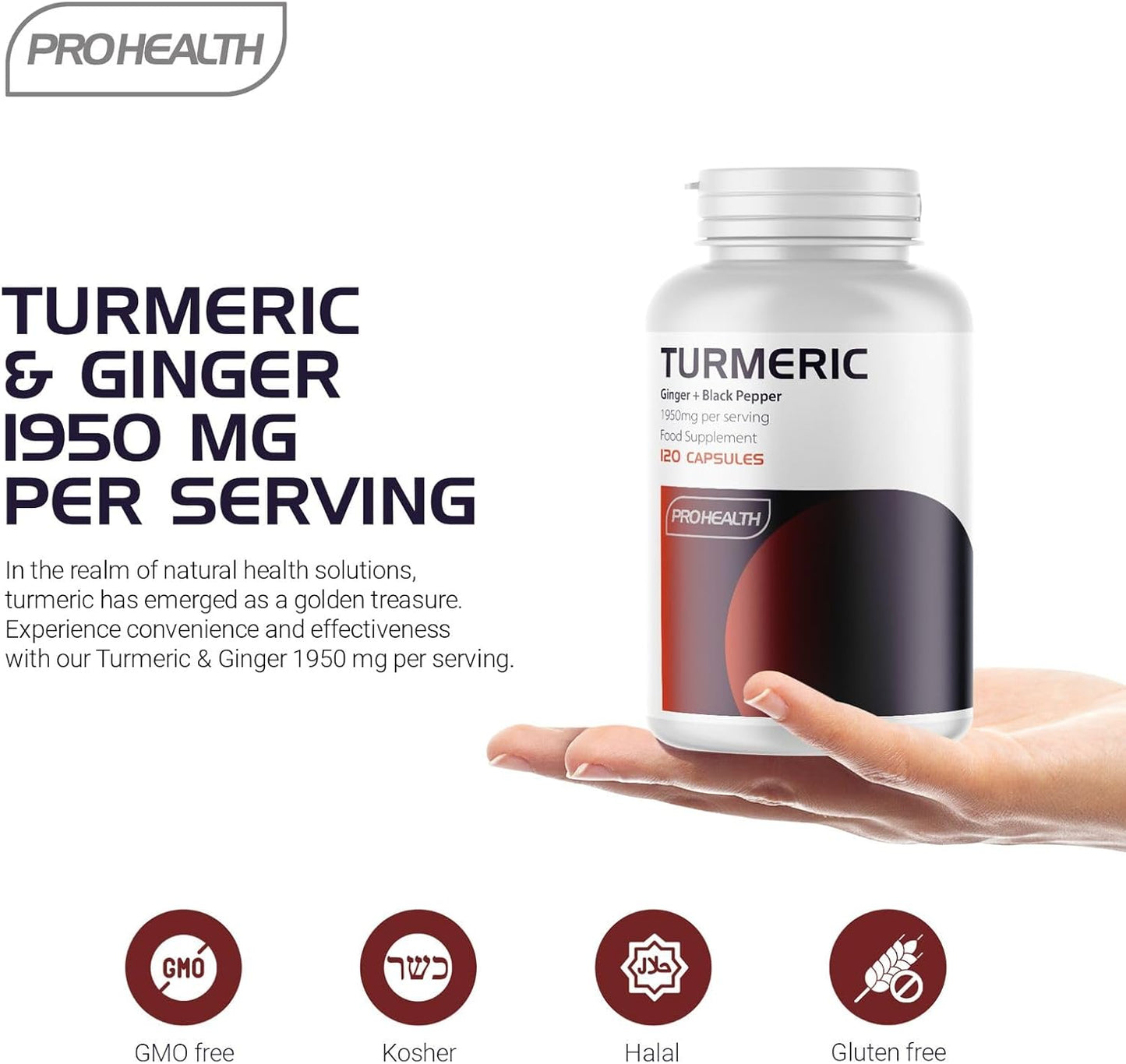 Turmeric, Black Pepper & Ginger, 120 Capsules