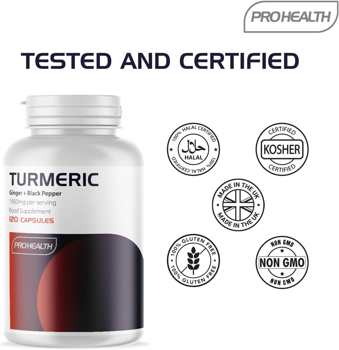 Turmeric, Black Pepper & Ginger, 120 Capsules