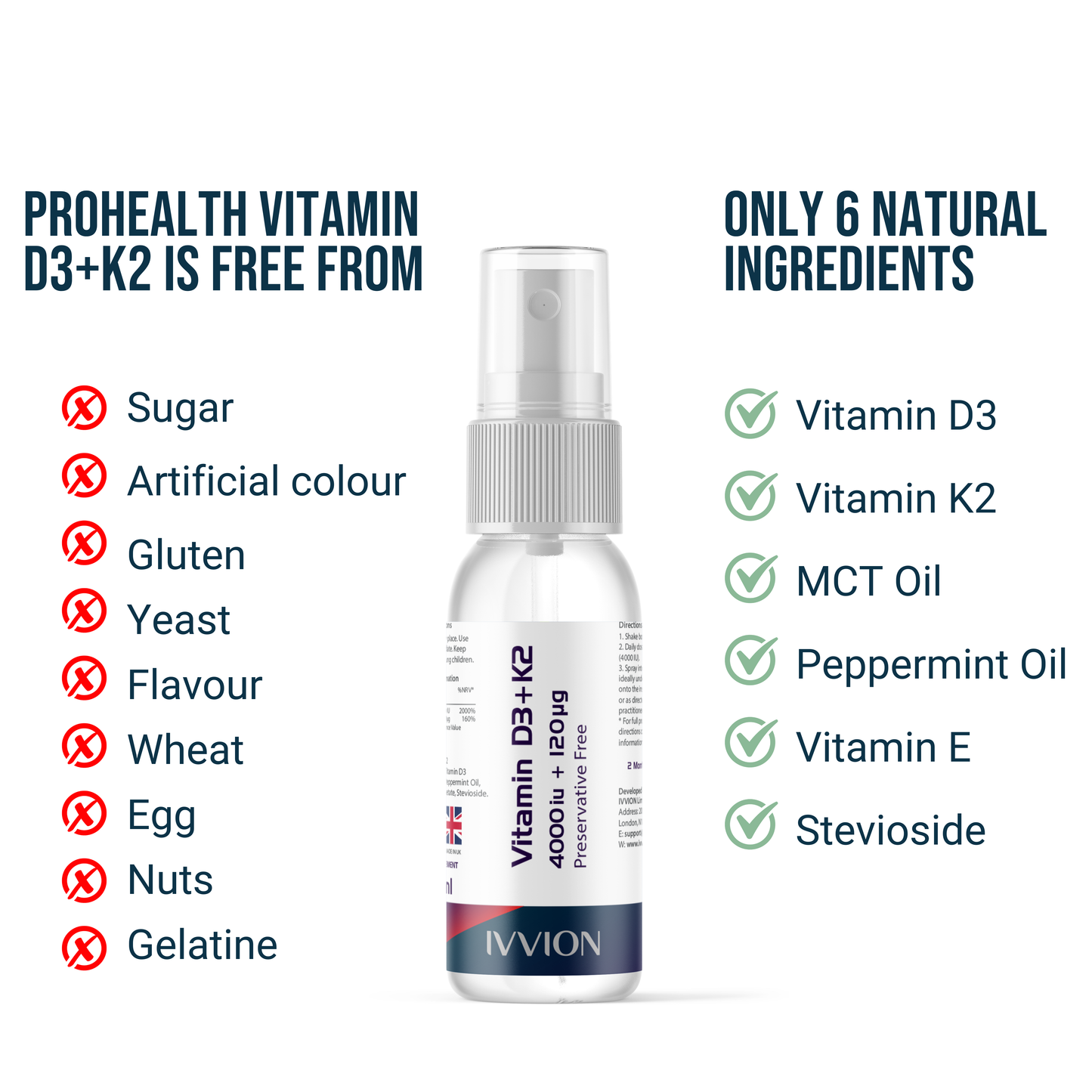 Vitamin D3 4000 IU + K2 120 µg, Spray, 2-Month Supply