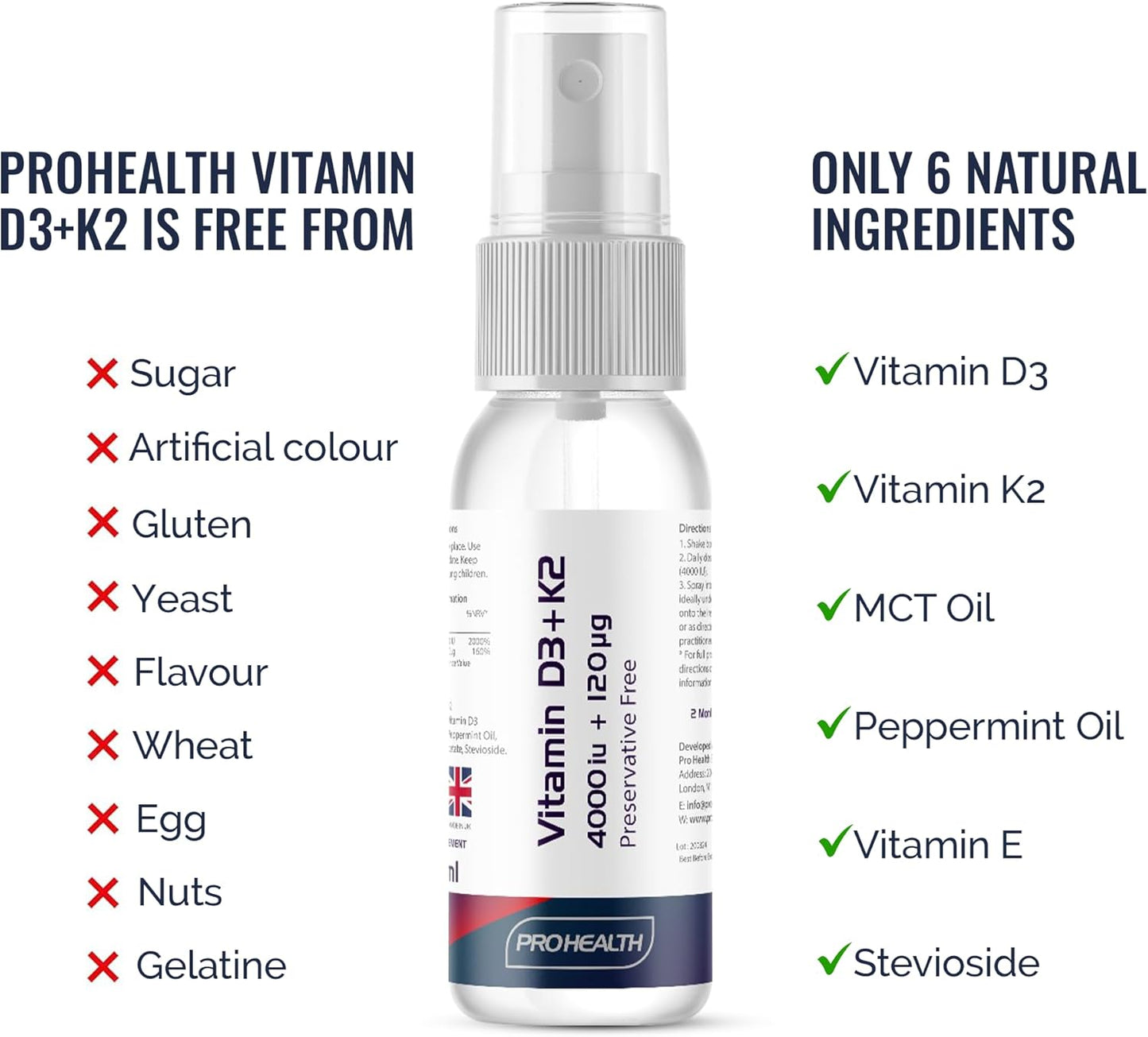 Vitamin D3 + K2 Spray 4,000 IU + 120ug 2 Month Supply