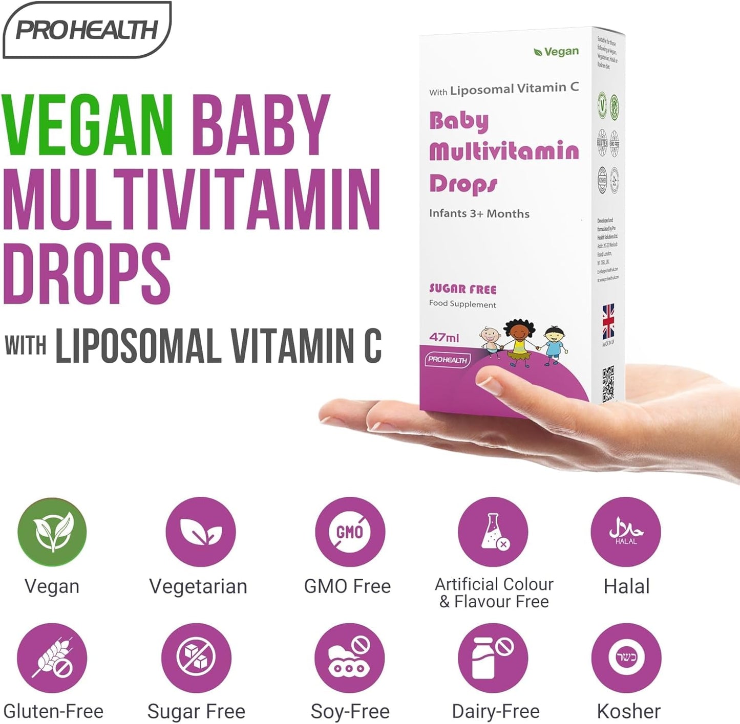 Multivitamin Drops for Infants & Kids (Age 3 Months+) | Mango Flavour | Sugar-Free, Non-GMO, Gluten-Free, Made in UK (55 Days Supply)