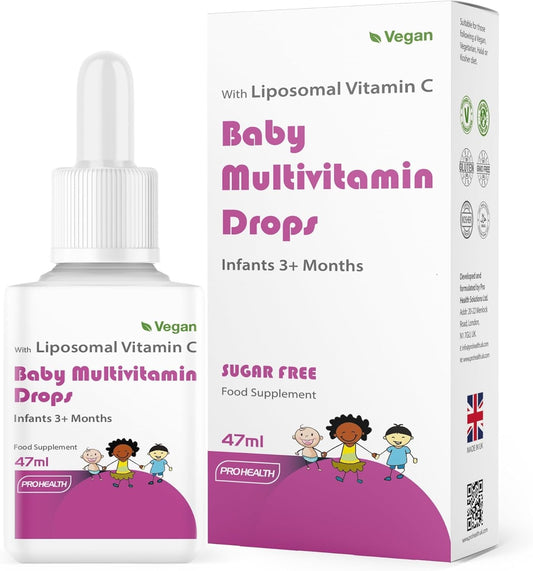 Multivitamin Drops for Infants & Kids (Age 3 Months+) | Mango Flavour | Sugar-Free, Non-GMO, Gluten-Free, Made in UK (55 Days Supply)