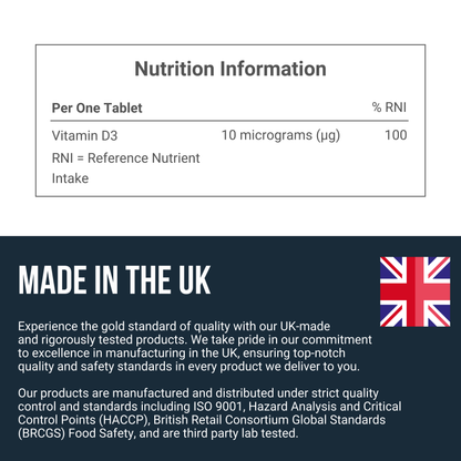 Certified Vegan 400IU, Vitamin D3, 120 Days Tablets for Pregnancy, Nursing, and Seniors - NHS Approved