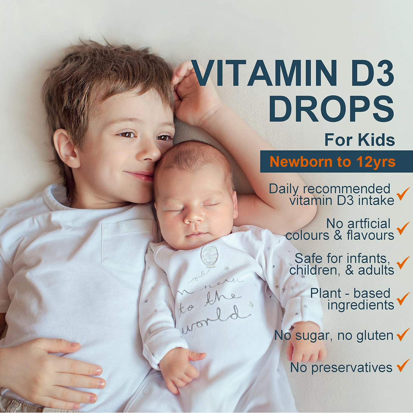 Preservative-Free Vegan Vitamin D3 Drops for Infants & Children - Sugar-Free, All-Natural, NHS Approved (4-Month Supply, 2-Pack)