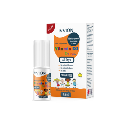 10 UG 60 Drops - Vegan Vitamin D3 Supplement for Babies and Young Children (Single Pack)